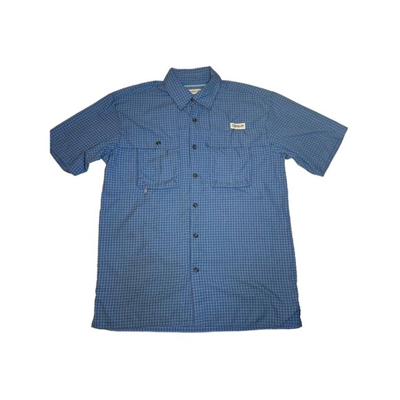 Magellan Outdoors Men's Relaxed Fit Fish Gear Shirt S Blue Plaid - Picture 1 of 7